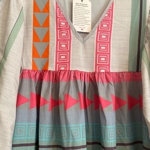 Women Multi-Color empire waist maxi dress. 3/4 sleeve. Brand new/never worn.